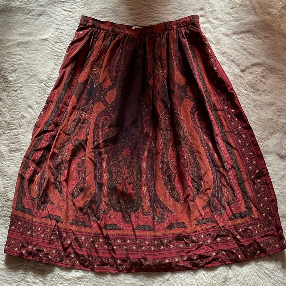 Lucky Brand 100% silk skirt paisley